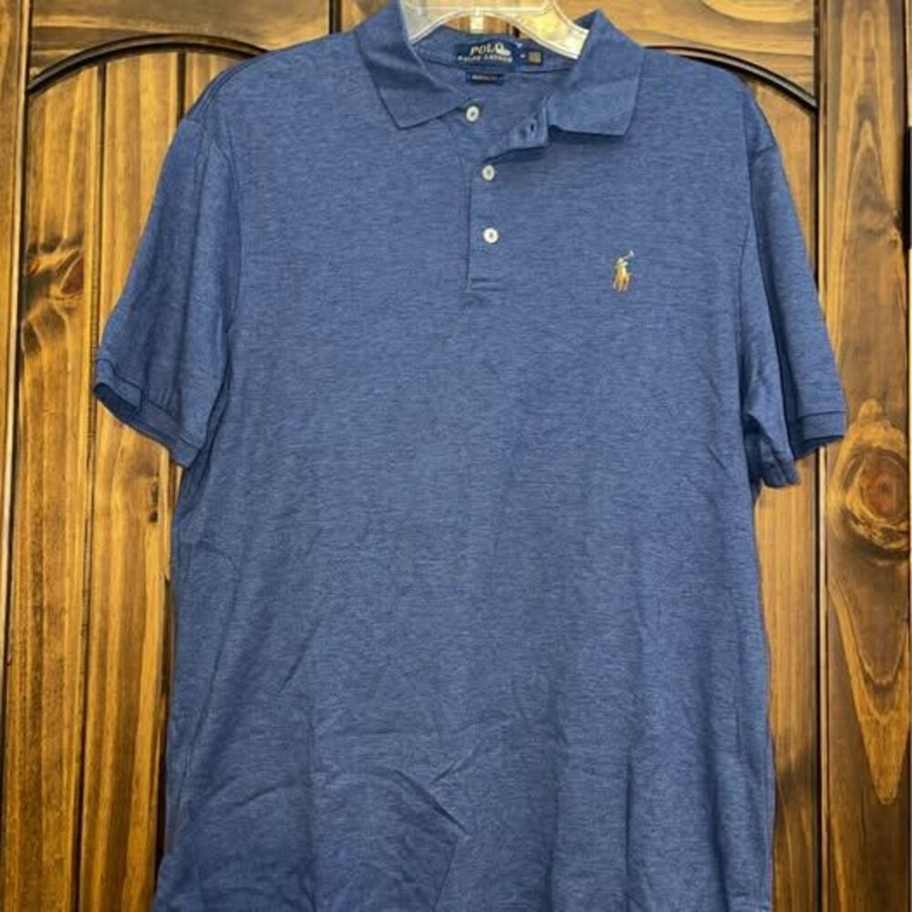 Medium Men’s Polo Ralph Lauren Solid Blue Short Sleeve Shirt Classic